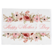 エレガントなピンクの水彩花のギフトバッグ ラージペーパーバッグ (裏面)