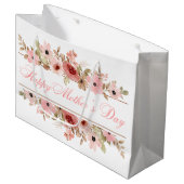 エレガントなピンクの水彩花のギフトバッグ ラージペーパーバッグ (正面アングル)