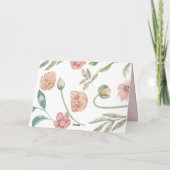 エレガントなピンクの水彩花のブライダルシャワー サンキューカード (裏面)