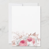 エレガントなピンクの水彩花のブライダルシャワー 招待状 (裏面)