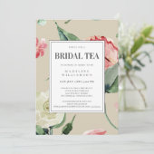 エレガントなピンクの水彩花のブライダルシャワー 招待状 (スタンド正面)