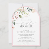 エレガントなピンクの水彩花のブライダルシャワー 招待状 (正面)