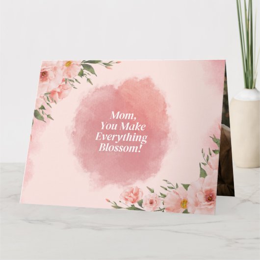 エレガントなピンクの水彩花の母の日 カード (正面)