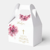 エレガントなピンクの水彩花の聖体拝領 フェイバーボックス (裏面サイド)