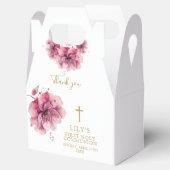 エレガントなピンクの水彩花の聖体拝領 フェイバーボックス (オープン)