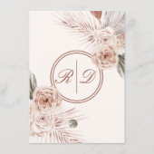 エレガントなピンクの水彩花モノグラム結婚式 エンクロージャーカード (正面)
