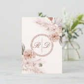 エレガントなピンクの水彩花モノグラム結婚式 エンクロージャーカード (スタンド正面)
