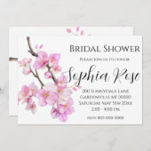 エレガントなピンクの水彩花卉の桜の花 招待状 (正面/裏面)