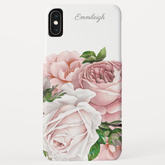 エレガントなピンクの水彩花柄スクリプト Case-Mate iPhoneケース (裏面)