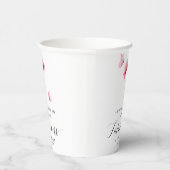 エレガントなピンクの水彩花 紙コップ (右)