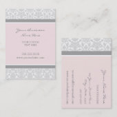 エレガントなピンクの灰色のダマスク織の名刺 名刺 (正面/裏面)