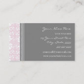 エレガントなピンクの灰色のダマスク織の名刺 名刺 (裏面)