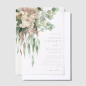 エレガントなピンクの牡丹の結婚式 ベラム紙招待状 (オフセット)