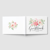 エレガントなピンクの牡丹の花のブライダルシャワー ゲストブック (全面)