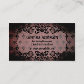 エレガントなピンクの紫色のダマスク織の動揺してな編み物 名刺 (裏面)