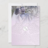 エレガントなピンクの結婚式御礼カード サンキューカード (裏面)