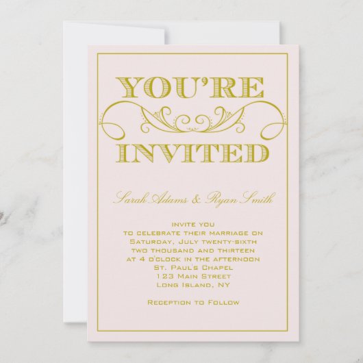 エレガントなピンクの結婚式招待状 招待状 (正面)