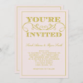 エレガントなピンクの結婚式招待状 招待状 (正面/裏面)