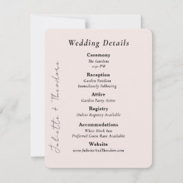 エレガントなピンクの結婚式詳細カード セーブザデート