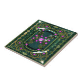 エレガントなピンクの緑のヴィンテージのビクトリア時代の人 タイル (側面)