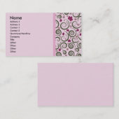 エレガントなピンクの緑 名刺 (正面/裏面)