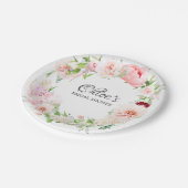 エレガントなピンクの芍薬のブライダルシャワー ペーパープレート (アングル)