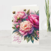 エレガントなピンクの芍薬の母の日花束 カード (正面)