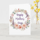 エレガントなピンクの芍薬の水彩花輪 カード (黄色い花)