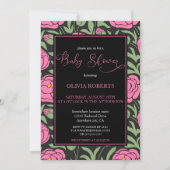 エレガントなピンクの芍薬の花のベビーシャワー 招待状 (正面)