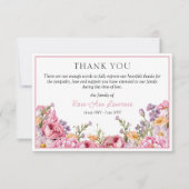 エレガントなピンクの芍薬の花の哀悼 お悔やみ 葬儀 サンキューカード (正面)