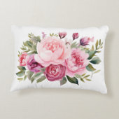 エレガントなピンクの芍薬の花 水彩画 アクセントクッション (裏面)