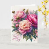 エレガントなピンクの芍薬　母の日の花束 カード (黄色い花)