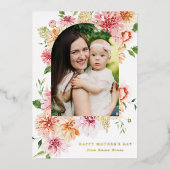 エレガントなピンクの芍薬 2 枚の写真 マザーズデー 箔シーズンカード (正面)