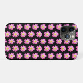エレガントなピンクの花が黒地に Case-Mate iPhoneケース (裏面(横))