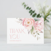 エレガントなピンクの花とグリーンが美しいガーデン ベイビーシャワー サンキューカード (スタンド正面)