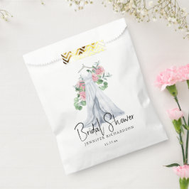 エレガントなピンクの花とグリーン - ブライダルシャワー フェイバーバッグ