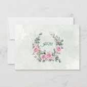 エレガントなピンクの花と白鳥の結婚式RSVPカード 出欠カード (裏面)