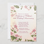 エレガントなピンクの花のウェディングアニバーサリー 招待状 (正面)