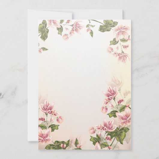 エレガントなピンクの花のウェディングアニバーサリー 招待状 (裏面)