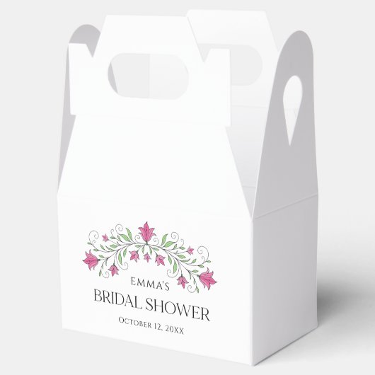 エレガントなピンクの花のウェディングシャワーボックス フェイバーボックス (オープン)