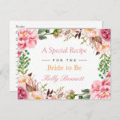 エレガントなピンクの花のウェディングシャワーレシピ ポストカード (正面/裏面)