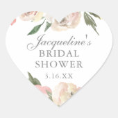 エレガントなピンクの花のカスタマイズされた結婚式前祝い ハートシール (正面)