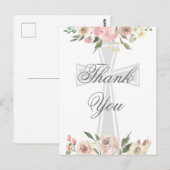 エレガントなピンクの花のキリスト教カスタム感謝 ポストカード (正面/裏面)