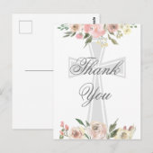 エレガントなピンクの花のクリスチャンカスタム感謝メッセージ ポストカード (正面/裏面)