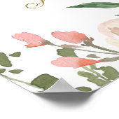 エレガントなピンクの花のゴールド写真ウェディングウェルカム ポスター (角)