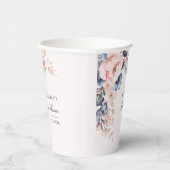 エレガントなピンクの花のスクリプト ブライダルシャワー 紙コップ (右)