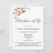 エレガントなピンクの花のセンスのあるお別れ会 招待状 (正面)