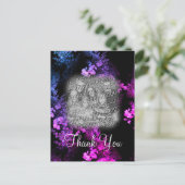 エレガントなピンクの花のデザインのあなたの写真の感謝のポストカード ポストカード (スタンド正面)