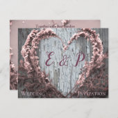 エレガントなピンクの花のハートラスティックなバーンワッドのウェディング (正面/裏面)