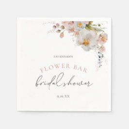 エレガントなピンクの花のバー フラワーブライダルシャワー スタンダードカクテルナプキン